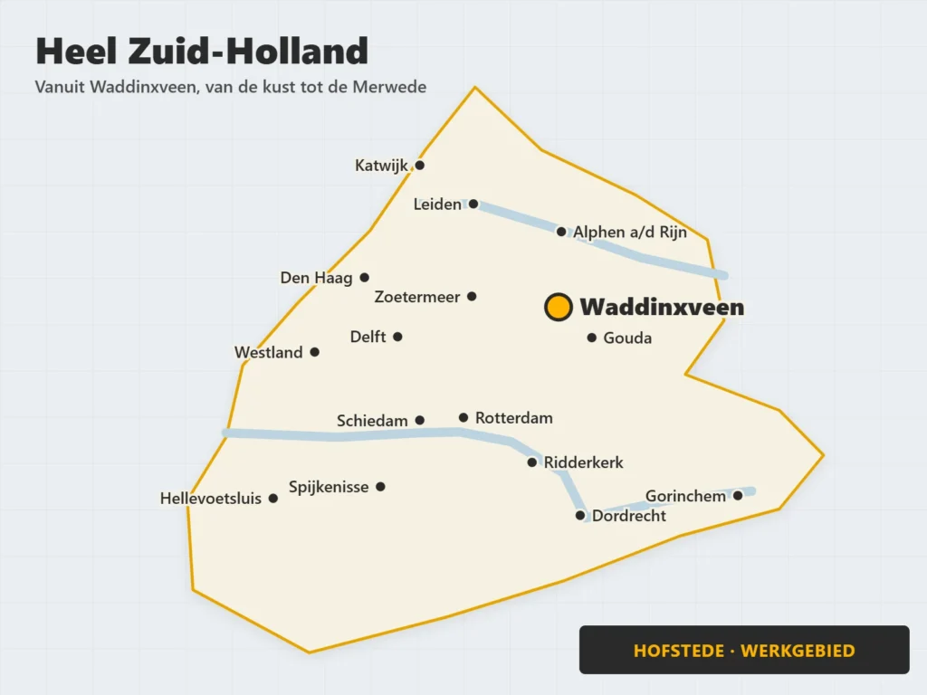 Ligging van Aannemersbedrijf Hofstede in Waddinxveen